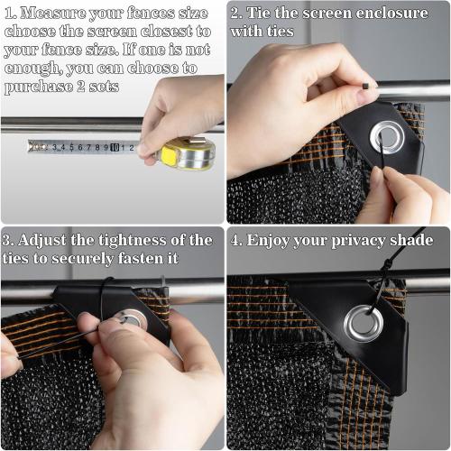 Fence Privacy Screen - RAINFLOW 3'X10' Black Privacy Fence Screen Outdoor Shade Balcony Decor Plastic Mesh Fence Panels Cover Porch Screen Balcony Covers for Apartments,Deck,Backyard,Pool Wall