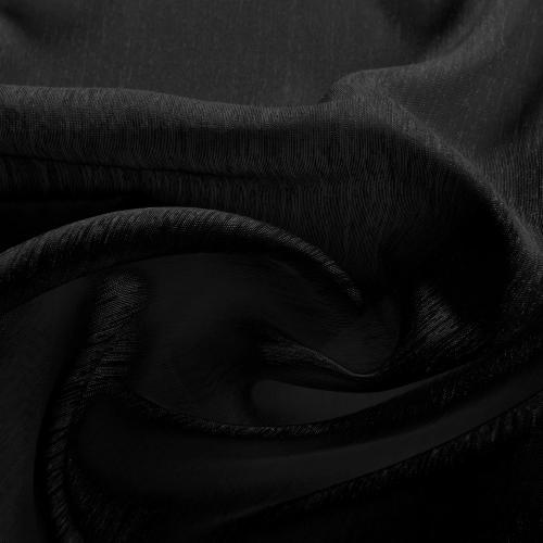 Semi-sheer black curtains for living room (set of 2 panels with grommets). Modern sheer black voile curtains for bedroom