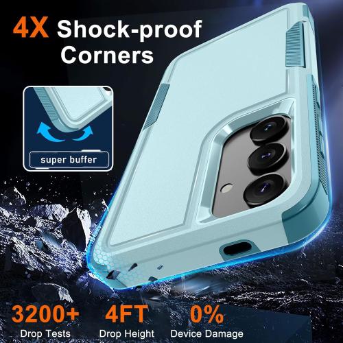 RMOCR Case for Samsung Galaxy S25 Plus, Full Body Heavy Duty Rugged Shockproof Protective Phone Cover with Lanyard Strap, Tempered Glass Screen Protector and Camera Lens Cover, Mint Green | Full Body, Heavy Duty, Rugged, Shockproof, Protective, with Lanya
