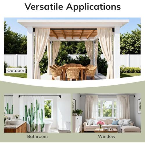 Umimile Tension Curtain Rod 75-102 Inch, Adjustable Shower Rod, Black | 1.26 heavy-duty rustproof steel, super grip diamond end caps stay securely. No-Drill. Fits bathroom, closet & windows.