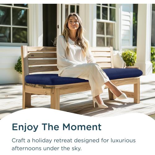 Codi Outdoor Bench Cushion for Patio Furniture 60x18x3 Inch – Linen Texture, Fade Resistant, Waterproof, Removable Cover, Comfortable High-Density Foam for Garden & Porch, Navy Blue