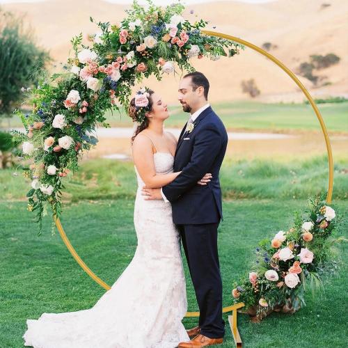Gold 7.2ft Round Backdrop Stand, Stable Balloon Arch Stand, Metal Wedding Arch Backdrop Stand Circle Backdrop Stand Frame for Wedding, Birthday Party, Baby Shower Decoration (Gold)