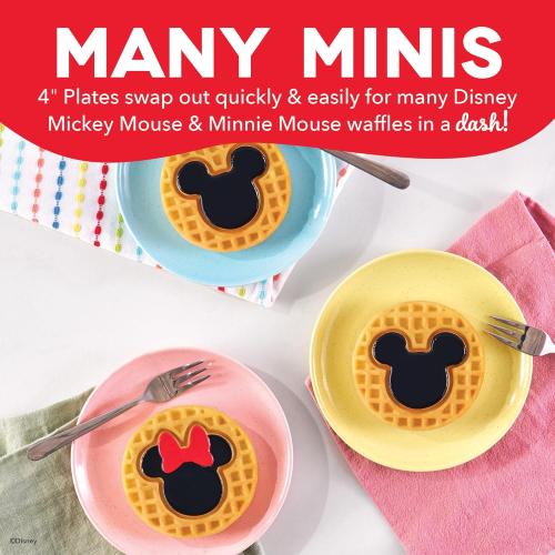 Dash MultiMaker Mini System Removable Plate Set - Ceramic, Nonstick Replacement Plates for Fun-Shaped Waffle Breakfast - Waffle Maker Not Included - 4-Inch - Two-Pack - Mickey & Minnie