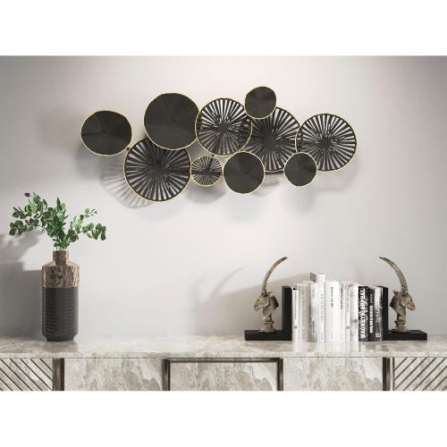 Kaydence, Black and Gold Round Metal Wall Décor, 46 x 22 Wall Art for Living Room, Bedroom, Dining Room, Hallway, Office