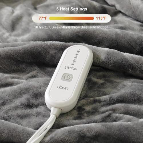 Heated Blanket Electric Throw, Grey, 50x60