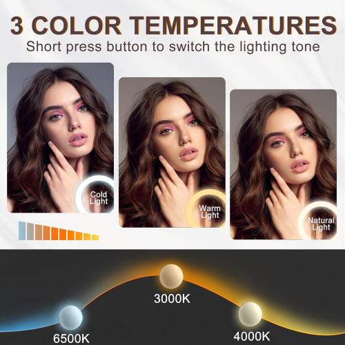 Hasipu LED Makeup Mirror with Bluetooth Speaker, 11 x 14 Hollywood Vanity Mirror with Lights, Rounded Rectangle White Frame, 3 Modes Light, Smart Touch Control Dimmable, 360°Rotation