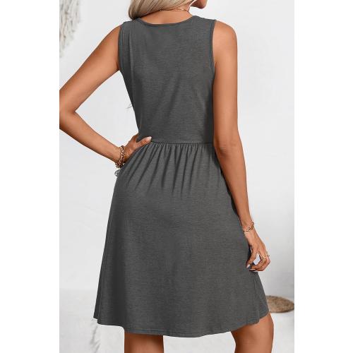 Size XL Womens Summer Tank Dress Sleeveless Casual High Waist A-line Beach Sundress