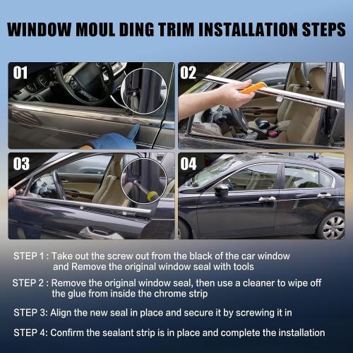 ItranMc Window Molding Trim for 2012-2016 Honda CRV/CR-V,Chrome Outer Door Weather Strip Window Seal Belt,Replace#72450-T0G-A01 72410-T0G-A01 72950-T0G-A01 72910-T0G-A01