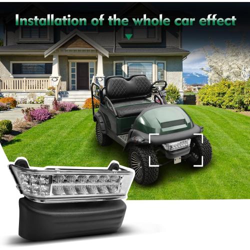 Upgrade Golf Cart Headlight Kit Fit for Club Car Precedent 2004-UP, Golf Cart Front LED Light Kit with Bumper Replacement for Club Car Precedent Gas&Electric