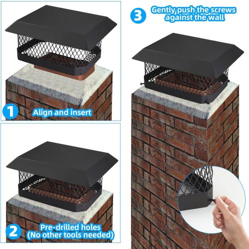 Chimney Cap 9x13 Chimney Cover,Fireplace Chimney Caps for Outside 9x13 | 9x13 Chimney Flue Cap Chimney Rain Cap,Roof Rain Guard Chimney Top Protector Chimney Exhaust Vent Cover for Flue Tile Clay
