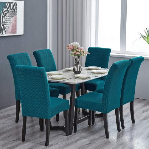 Stretch Chair Covers for Dining Room Set of 6, Removable Washable Dining Room Chair Covers, Dining Chair Slipcovers Seat Protector, Great Home Decor and Banquet Upholstery (Teal, 6 Pack)