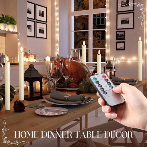 Retisee 4 Sets Rechargeable Flameless Taper Candles with Remote and Timer 9.8 Battery Operated Flickering Pillar Candles LED Dripless Wax Candlesticks for Christmas Home Window Fireplace