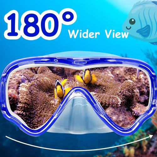 Vvinca Kids-Goggles with Nose Cover, Diving Mask Elastic Fabric Strap Anti Fog Anti Shattered Lens for Kids Swim Goggles 3-14