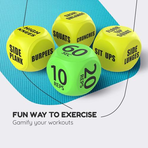 TidyFriend Exercise Dice – 6 Sided Foam Workout Dice for Teens & Adults, Fun Fitness Equipment for Solo or Group Classes, Home Gym Use – Great Workout Equipment & Gifts for Gym Lovers (Yellow)