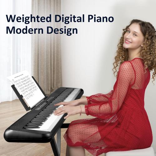 88 Key Piano Keyboard,Beginner Electric Digital Piano with Semi Weighted Keys,Keyboard Piano withSustain Pedal, Power Supply, Stand, Carrying Case,Headphones