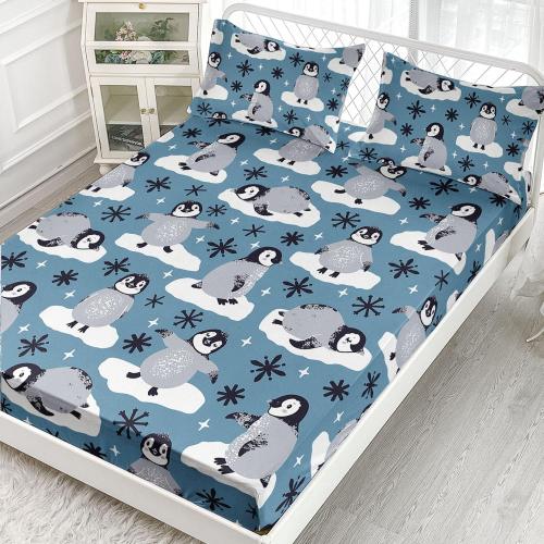 Cute Penguin Sheets Set - 4Pcs Kids Sheet Set with 1 Flat Sheet, 1 Fitted Sheet   2 Pillowcases (Twin)
