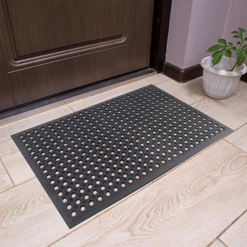 4 Pack 3' x 2' Ft Heavy-Duty Rubber Entrance Floor Mats, Odorless Non-Toxic Doormat with Drain Holes, Anti-Fatigue Non-Slip Mats for Doorway Kitchen Bathroom Bar Outdoor (36x24 4Pcs)