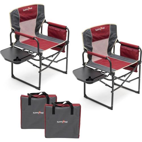 SUNNYFEEL Camping Directors Chair, Heavy Duty,Oversized Portable Folding Chair with Side Table, Pocket for Beach, Fishing,Trip,Picnic,Lawn,Concert Outdoor Foldable Camp Chairs