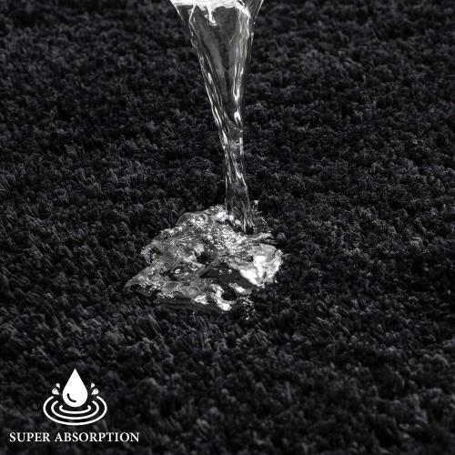 MIULEE Black Bathroom Runner Rugs Set 2 Piece, Soft Absorbent Microfiber Bath Mat Set, Non Slip Quick Dry Washable Plush Shaggy Large Bath Rugs for Bathroom Floor, Tub and Shower, 16x24 inches