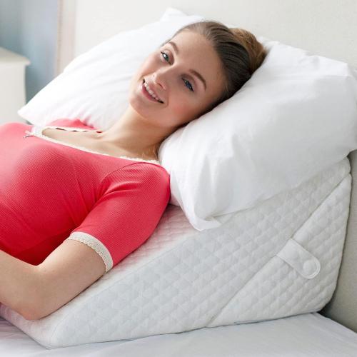 Size 12 Color White Wedge Pillow for Sleep Apnea, 12 Inch Adjustable Height Bed Wedge Pillow for Headboard, Gerd, Acid Reflux Relief, Snoring, and Post Surgery Recovery. Bed Pillow for Sitting Up in Bed