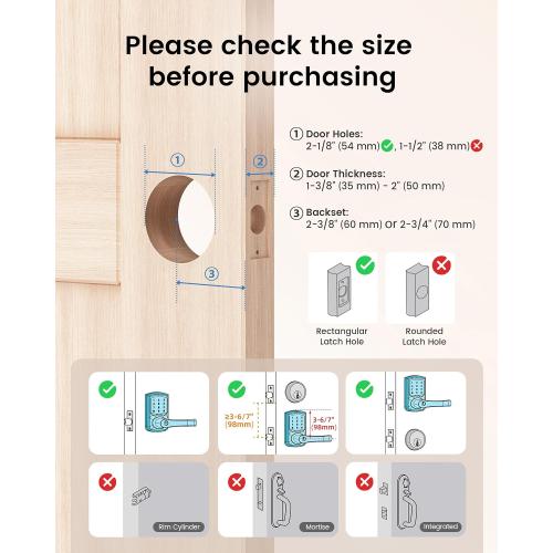 Keyless Entry Door Lock with Keypad and Handle for Front Doors, Touchscreen Deadbolt, Anti-peep Password, Auto-Locking, Matte Black