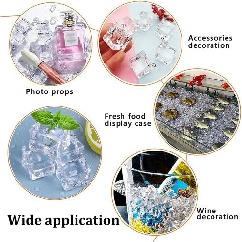Fake Ice Cubes Acrylic, Clear, 17 mm, 100 PCS