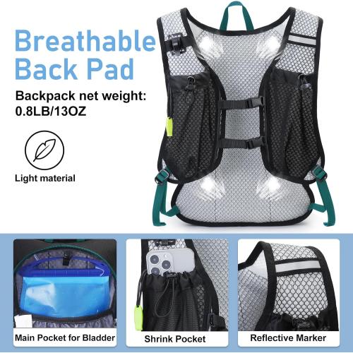 Lightweight Hydration Backpack, Running Backpack with 2L Water Bladder