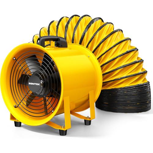 12 Inch High-Portable Exhaust Fan, 3500CFM 550W with 33FT Duct Hose, Low-Noise Industrial Portable Ventilator Blower for Basements, Workshops, Warehouses, Confined Spaces