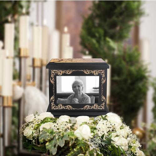 Cremation Urns for Human Ashes Adult Male or Female, Funeral Memorial Urns for Ashes with Photo Frame, Wooden Urns Box and Casket for Men Women, Burial Urn for Adults Up to 200 IBS
