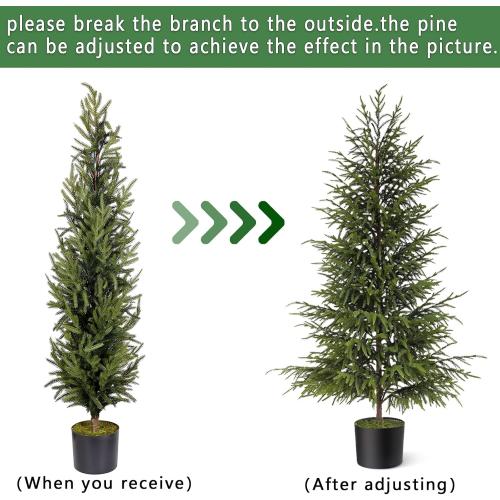 4ft Christmas Norfolk Pine Tree Artificial Christmas Tree Faux Potted Plants for Front Porch Christmas Indoor Outdoor Decor