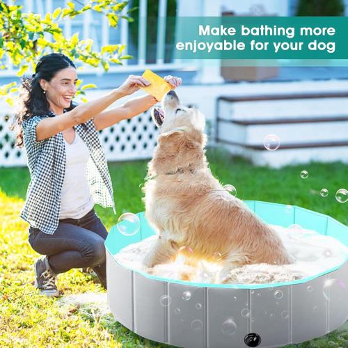 Foldable Dog Pool, Kiddie Pool Hard Plastic Pool for Kids, Portable Dog Pool PVC Pet Swimming Pool, Collapsible Pool Dog Bathing Tub, Dog Swimming Pool Suitable for Indoor and Outdoor (32 x8 Inch)