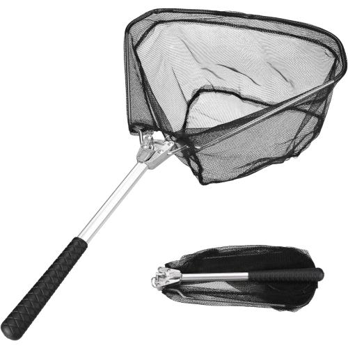 Yeahmart Fishing Net Minnow Nets with Aluminum Collapsible Telescopic Fishing Pole Handle and Nylon Mesh, Small Fishing Landing Net for Saltwater Freshwater, Kids, Men, Women, Extends to 21-75 inch