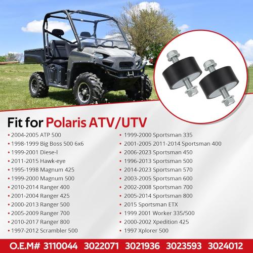 Engine Motor Top Mount Isolator Rubber 3110044 3022071 for Polaris Ranger Sportsman Magnum Scrambler Xpedition ATP 335 400 425 500 570 600 700 800（2 PCS）