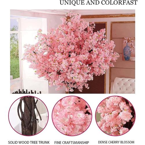Artificial Cherry Blossom Trees Blossom Tree Handmade Light Pink Tree Indoor Outdoor Home Office Party Flower Silk Fake Tree,001,181x151cm/5.9x4.9ft