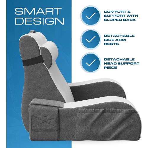 Kolbs Bed Wedge Pillow for Sleep Apnea, Acid Reflux, and Back Pain Relief, with Chic Jacquard Cover - Headboard Wedges for Sleeping (19 Wedge Reading - Grey)