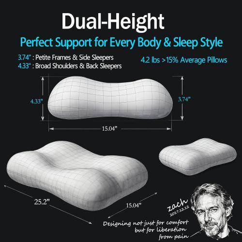 Cervical Neck Pillow for Neck Pain Relief- Memory Foam Pillow for Side and Back Sleepers, BASF Support with Ergonomic Pillow