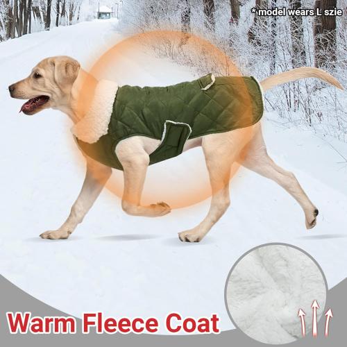 Dog Winter Coat - Windproof Fleece Warm Thick Dog Jacket Clothes for Cold Weather - Green Pet Vest Coat Outfits for Small Medium Large Dogs - Indoor & Outdoor Use (S-XXL)