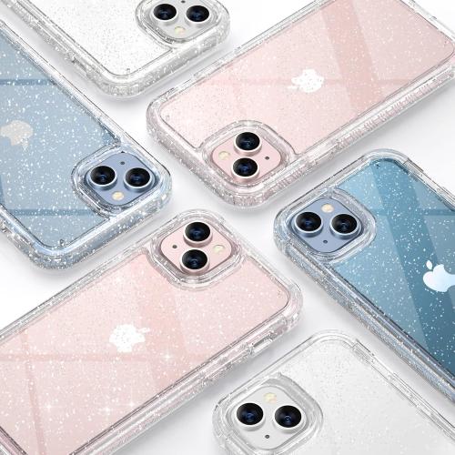 Diaclara Designed for iPhone 13 Case, Full Body Rugged with Built-in Touch Sensitive Anti-Scratch Screen Protector, Soft TPU Bumper Case for iPhone 13 6.1 (Clear Glitter)