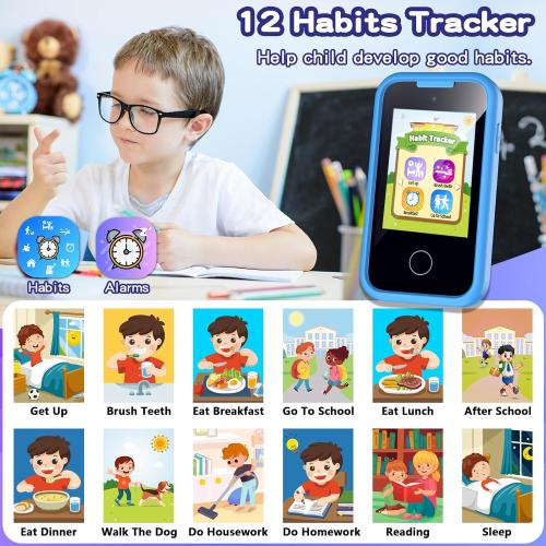 Kids Phone Toys for Boys, 3 4 5 6 7 8 Year Old Boys Girls Christmas Birthday Gifts for Kids, 2.8 Touchscreen Smartphone Toddler Cell Phone, Children Play Toy Phone with Camera, Game, Music, 8GB Card