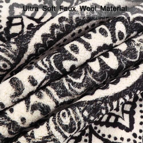 Uphome Boho Round Rug for Bedroom 3' Circle Beige and Black Bathroom Rug with Pom Poms Fringe Washable Mandala Accent Throw Rugs Non-Slip Soft Floor Mat for Entryway Living Room Sofa Kids Room Nursery