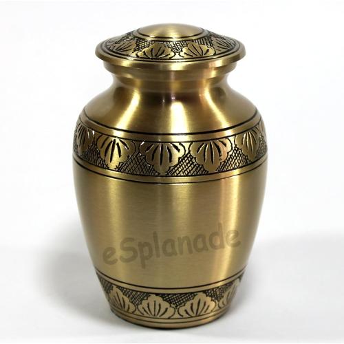 eSplanade Brass Cremation Urn Memorial Jar Pot Container | Medium Size Urn for Funeral Ashes Burial | Engraved Metal Urn | Bronze - 6 Inches