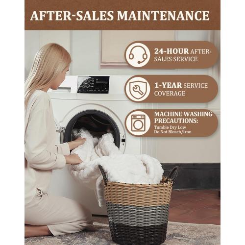 CAROMIO Electric Blanket Queen Size Dual Control - Thick Tufted Sherpa Heated Blanket Queen with 10 Heating Levels and 10 Time Settings, ETL Certified Fast Heating Blanket Queen Size 84×90, White