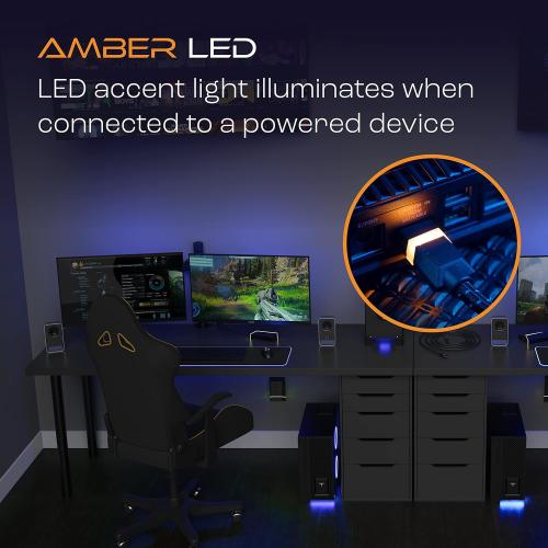 TITAN 8K HDMI 2.1 Cable, 10 ft Braided Cord, Amber LED Light Strip, Ultra High-Speed Cable with HDR, VRR & QMS, 48 GBPS, Black, 59063
