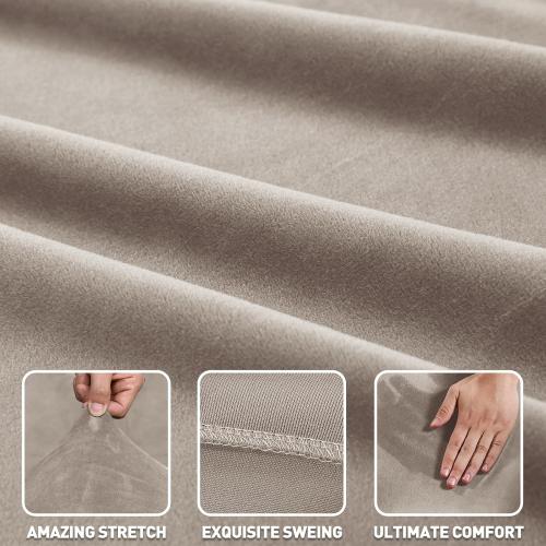ZNSAYOTX 2026 Soft Velvet Sectional Couch Covers, Luxury Plush Slipcovers with Elastic Bottom for L Shape Sectional Sofa, 2 Pcs Pet Friendly Protector (3 Seat Couch   3 Seat Chaise, Khaki)