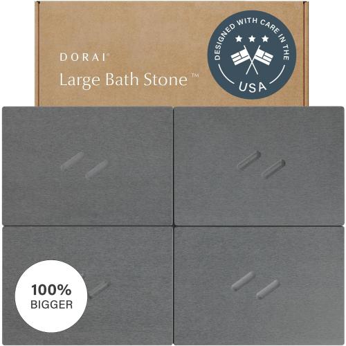Dorai Home Stone Bath Mat for Bathroom | Quick-Drying Diatomaceous Earth Shower Mat, Non-Slip Natural Stone Modern Bathroom Rugs, Customizable Design | Slate, Large - 32.1 x 22.8 x 0.6