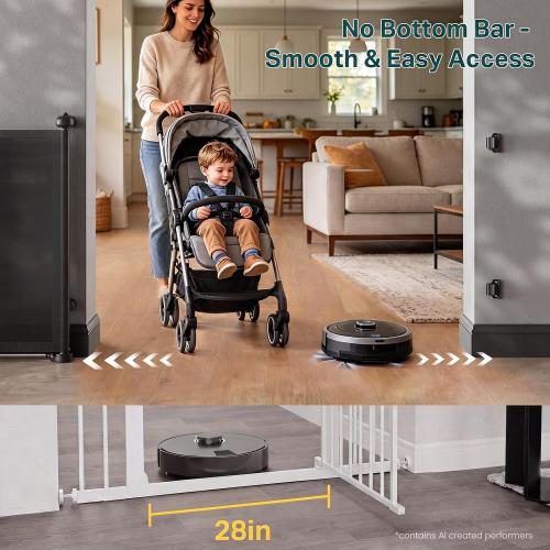 Cumbor 27-40 Retractable Baby Gates for Stairs & Doorways, Indoor Outdoor | Hardware Mounted Mesh Dog & Pet Gate, Easy Walk Through, One-Hand Operation, Anti-Crawl Adjustable Safety Gate for Dog, Black