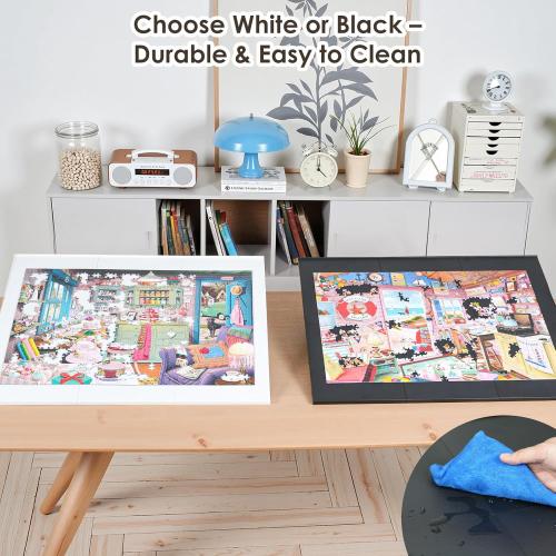 WELGEE  Tilting Puzzle Board with Stand, 31” x 24” Lightweight Portable Puzzle Table for Adults & Seniors, DIY Customizable Puzzle Accessory Only 3.5 lbs (Black)