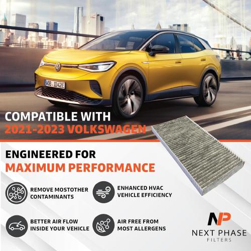 Carbon Cabin Air Filter, Compatible with 2021-2025 Volkswagen ID.4 Electric, 2022-25 Audi Q4 E-Tron models, 2025 VW ID Buzz, Replaces O.E. 1EA819669