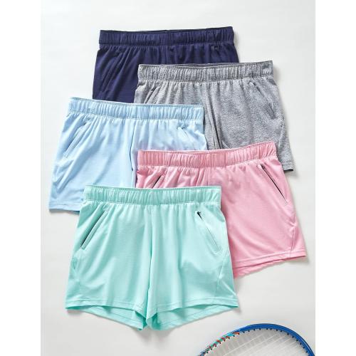 SIZE: year 14-16 5 Pack: Womens Workout Gym Shorts Casual Lounge Set, Ladies Active Athletic Apparel