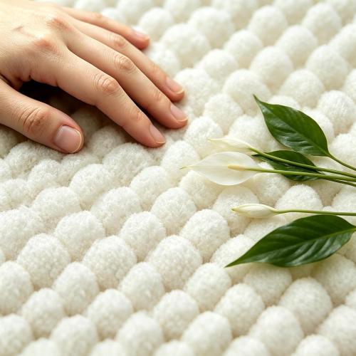 SUBRTEX Bathroom Rugs, 24 x 44 Chenille Bath Rug Soft Short Plush Bath Mat Soft Shower Mat Water Absorbent Shower Mat Quick Dry Machine Washable, Cream White